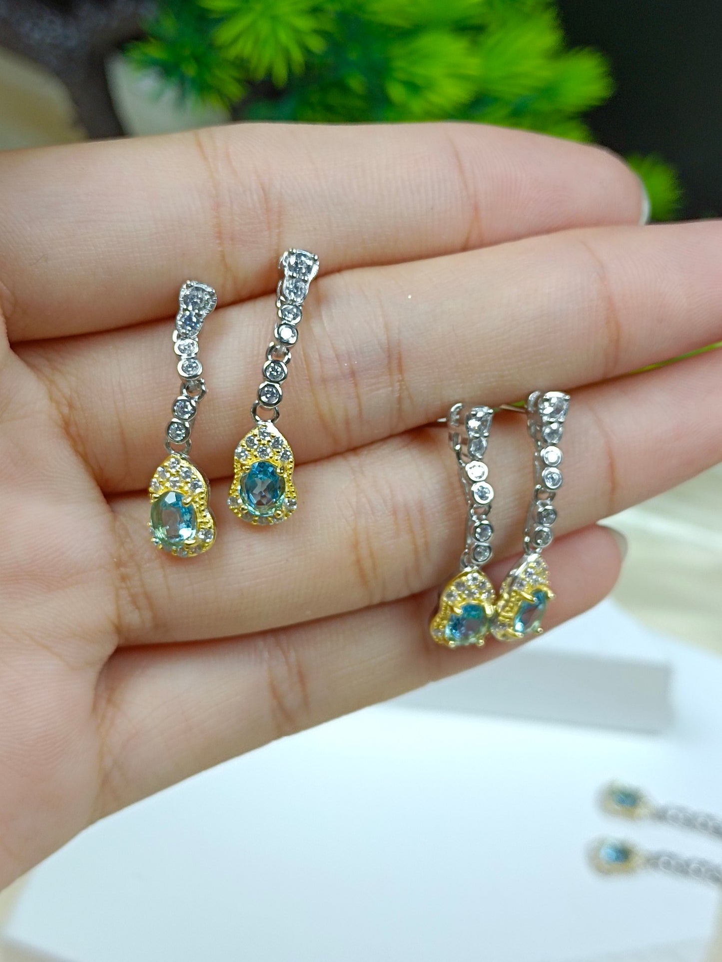 S925 Silver Embedded Topaz Gourd Earrings - Luxury Minimalist Design Long Earrings with Elegance