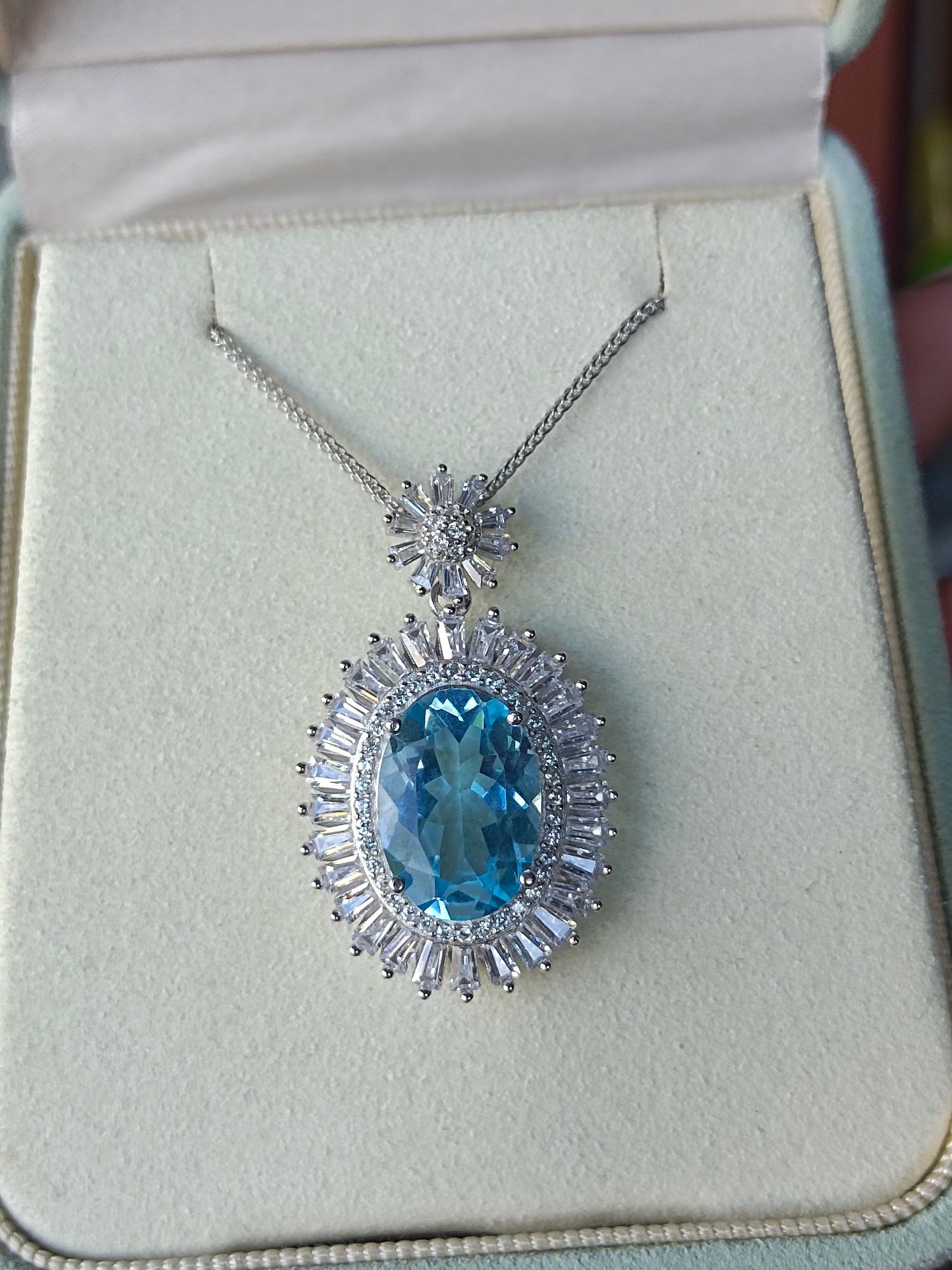 Exquisite Natural Swiss Blue Topaz Pendant - Elegant Jewelry