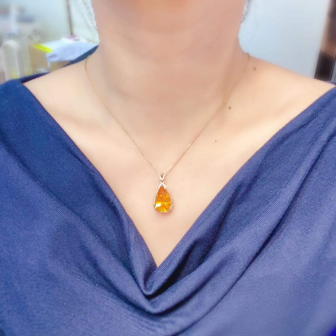 Charme Radiant Sunlight - Bijoux pendentif citrine jaune