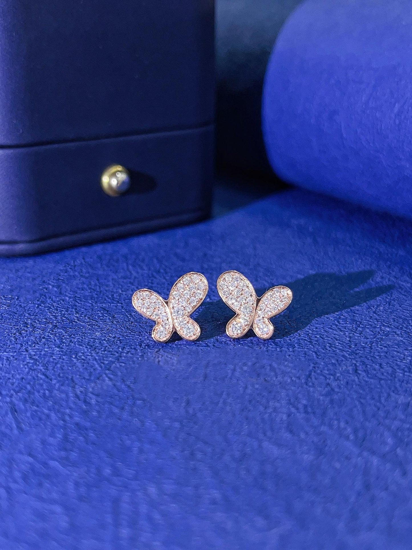 9K Cultured Diamond Irregular Butterfly Earrings