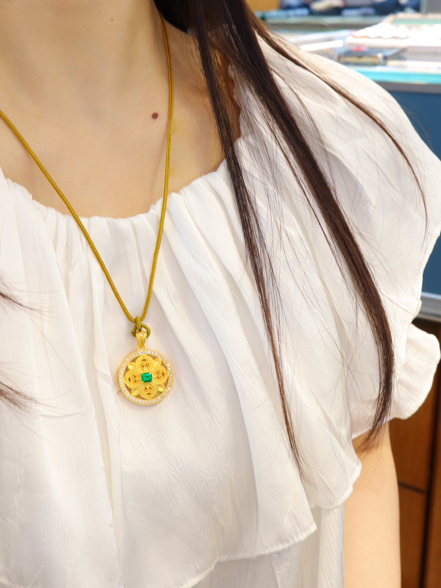 24k Gold Emerald Pendant - Fine Jewelry Collection