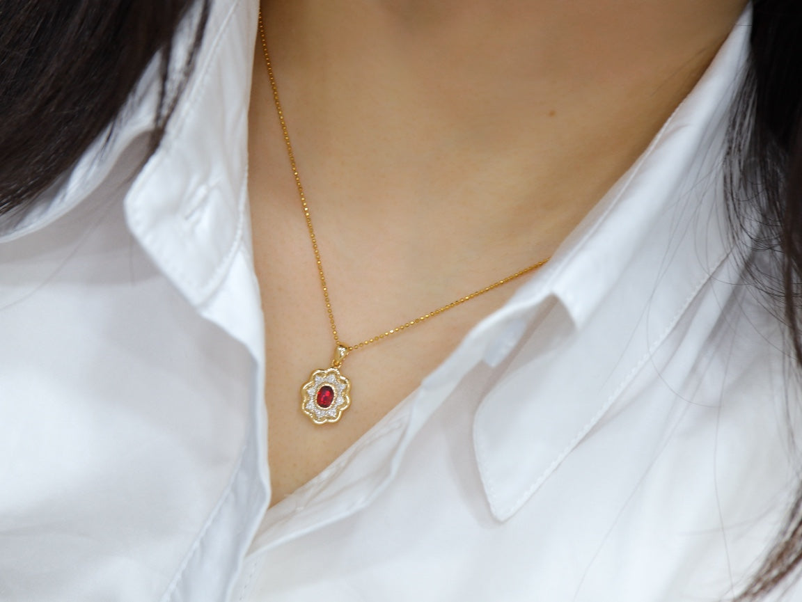 Vintage Style Pigeon Blood Red Ruby Pendant Jewelry