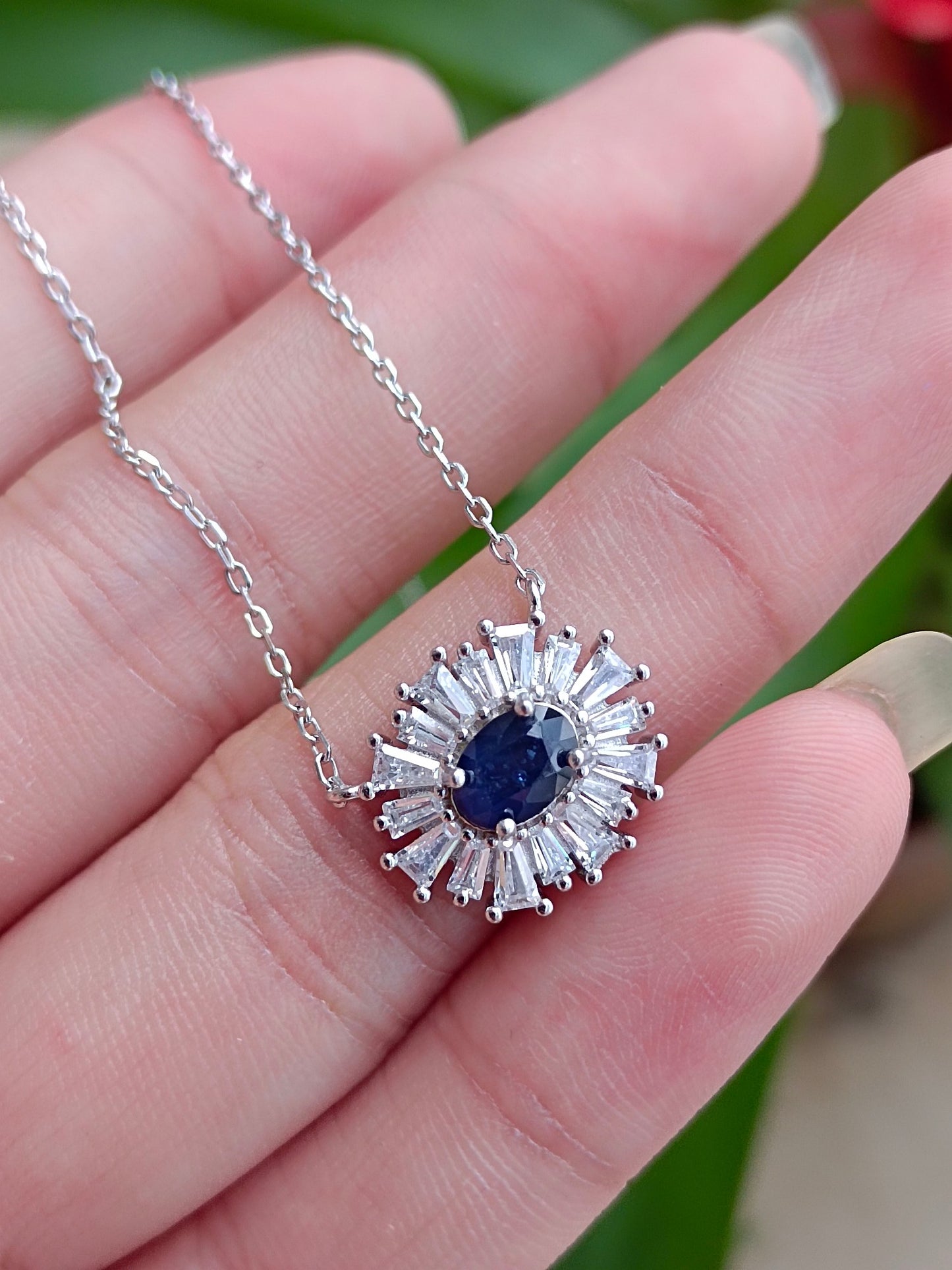 Natural Sapphire Evil Eye Riipus - Käsintehty turkkilainen suojakoru