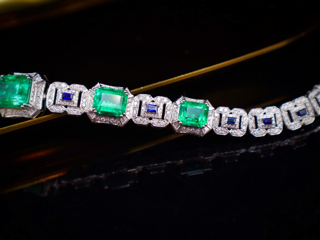 Emerald and Sapphire Diamond Bracelet - Timeless Elegance in Jewelry