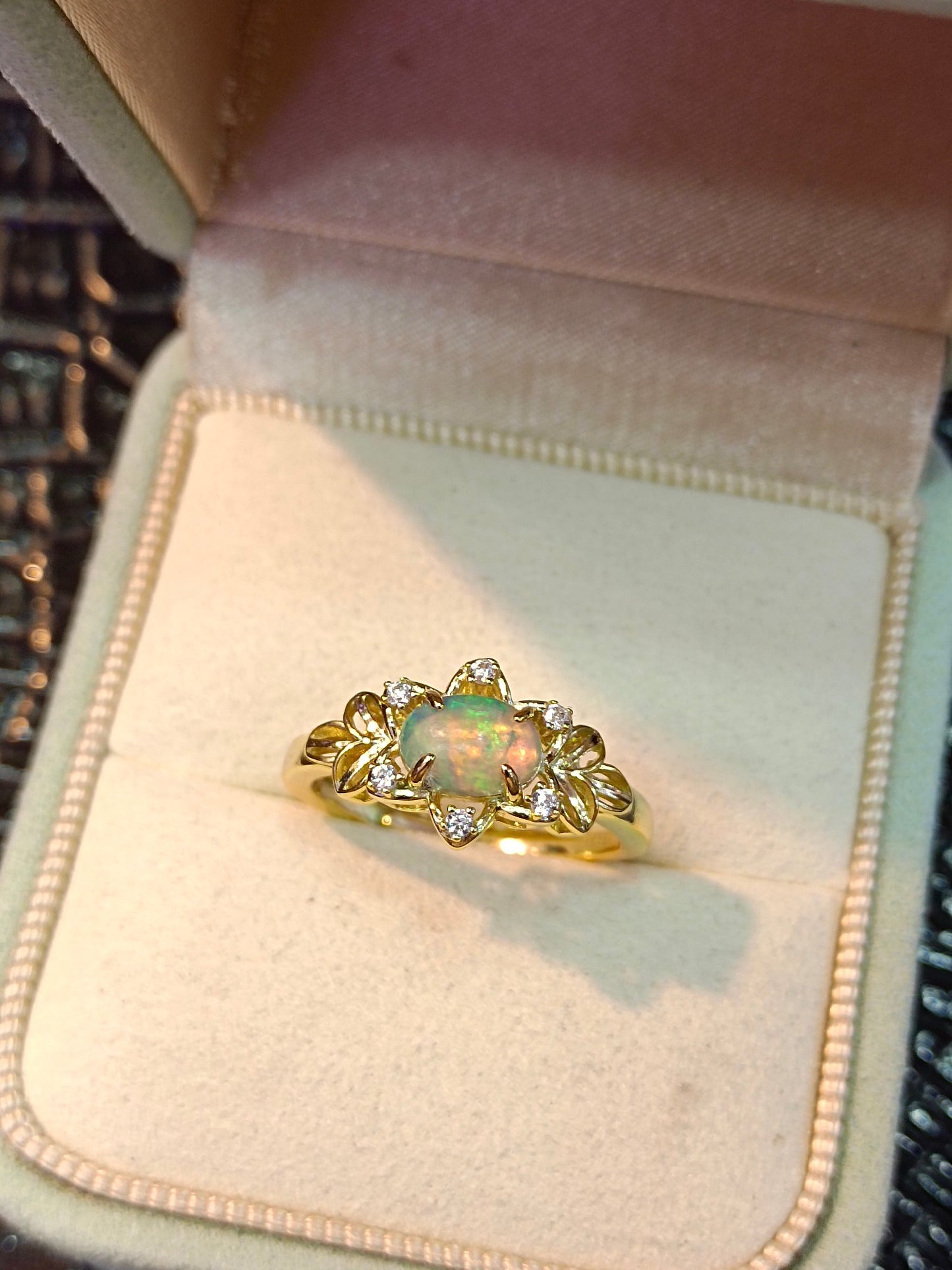 Cincin Opal Perak S925 Sterling - Barang Kemas Galactic yang Menawan