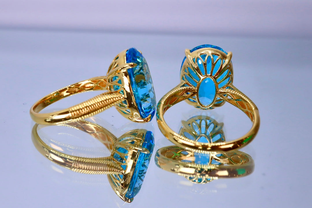 New Arrival: Exquisite Swiss Blue Topaz Ring - Elegant Jewelry