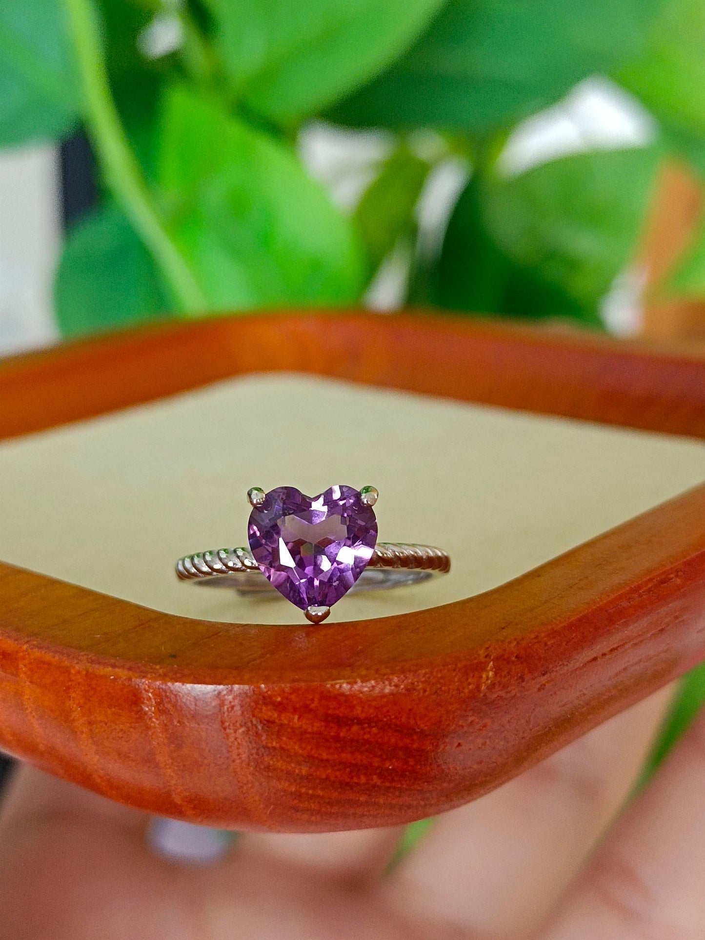 Mystic Purple Heart Ring - Natural Amethyst Jewelry