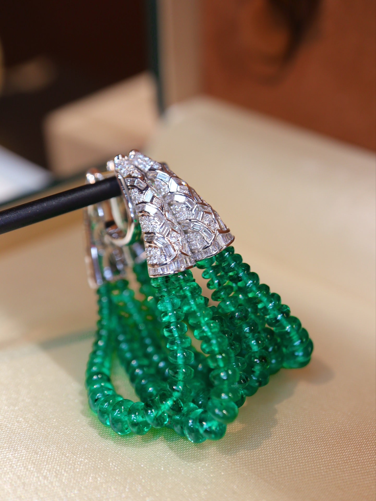 Premium Custom High-Crystal Jewelry: Emerald Bead Earrings