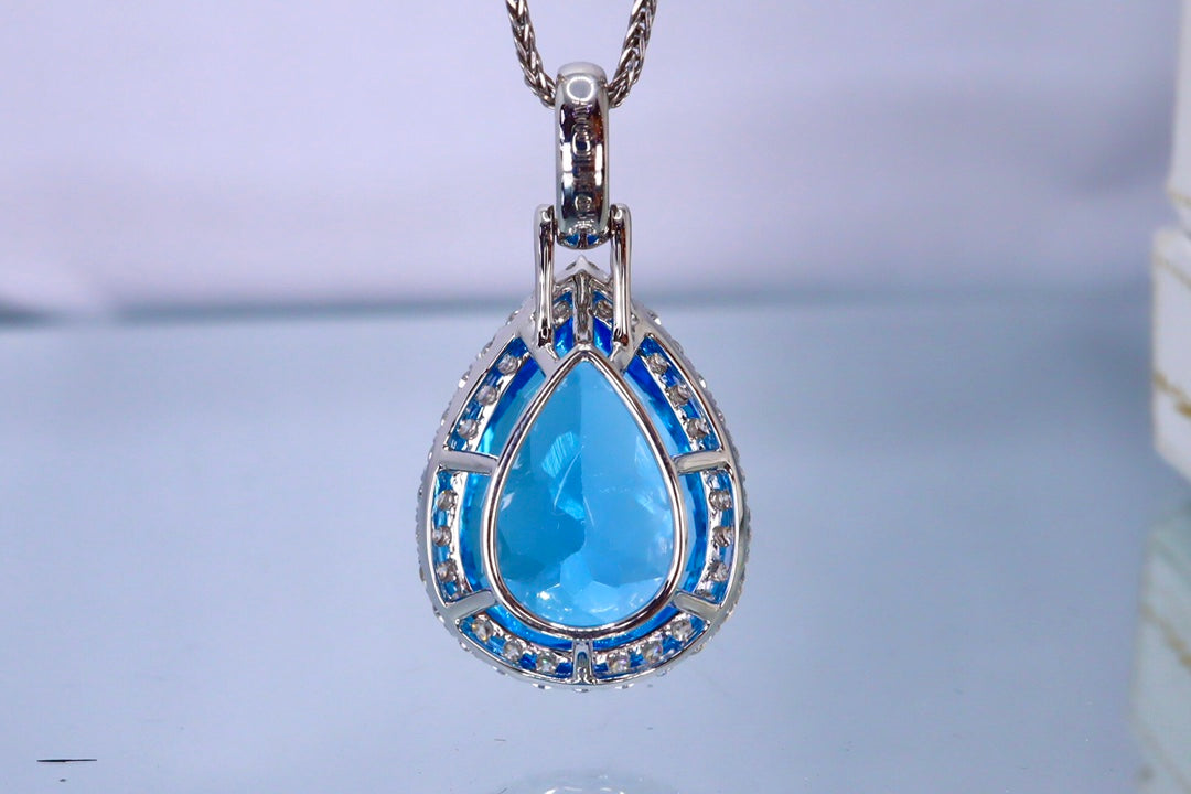 Exquisite Swiss Blue Topaz Drop Pendant - A Must-Have Jewelry