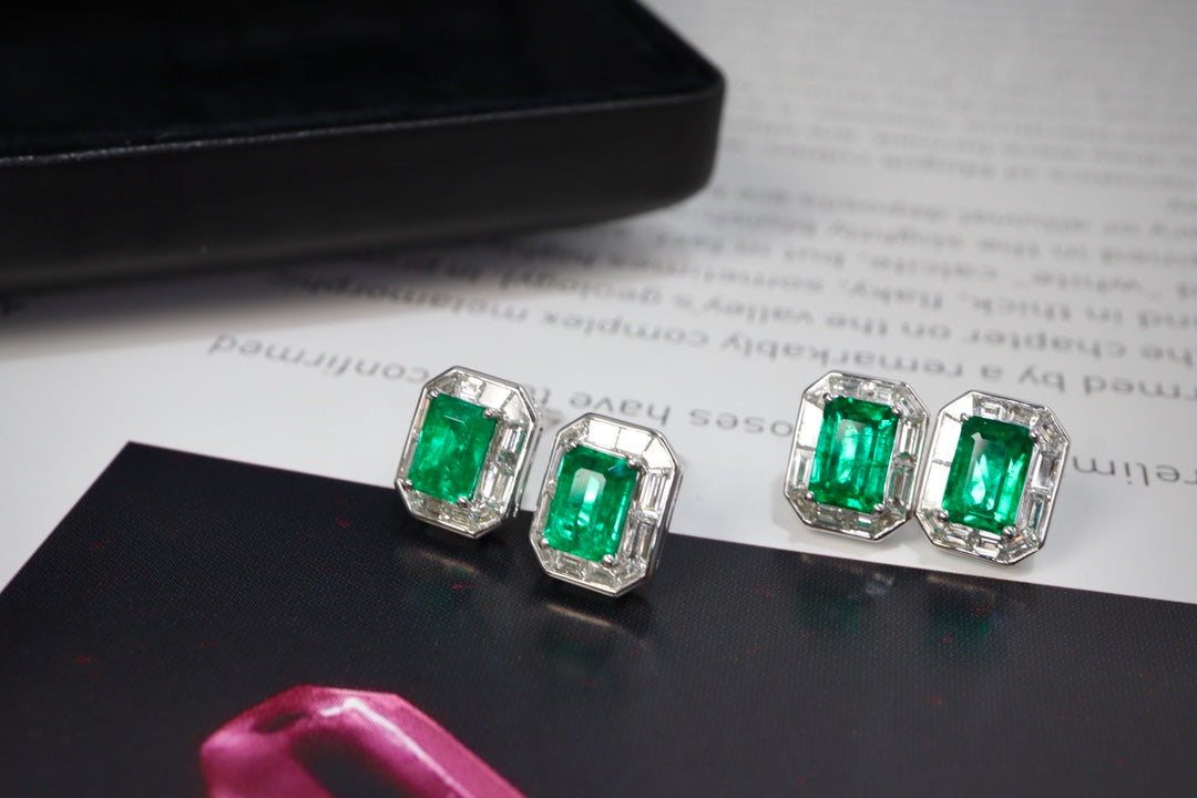 Electrifying Emerald Elegance: Zambian Emerald Stud Earrings