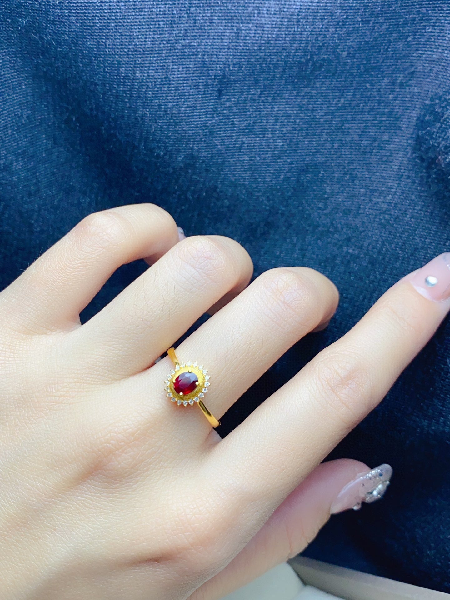 Natural Ruby Ring in 18K Gold with Diamond Accent - Exquisite Jewelry