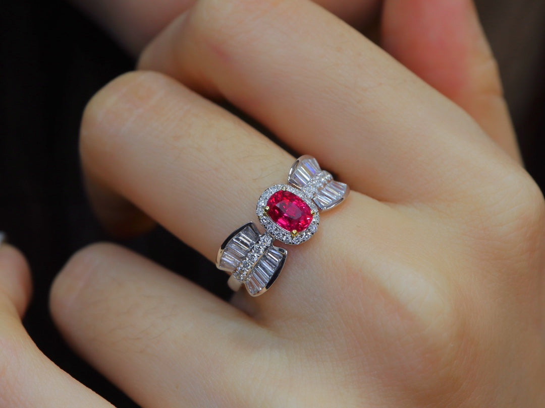 Luxurious Pigeon Blood Red Ruby Ring with Bowknot Design - Premium Jewelry