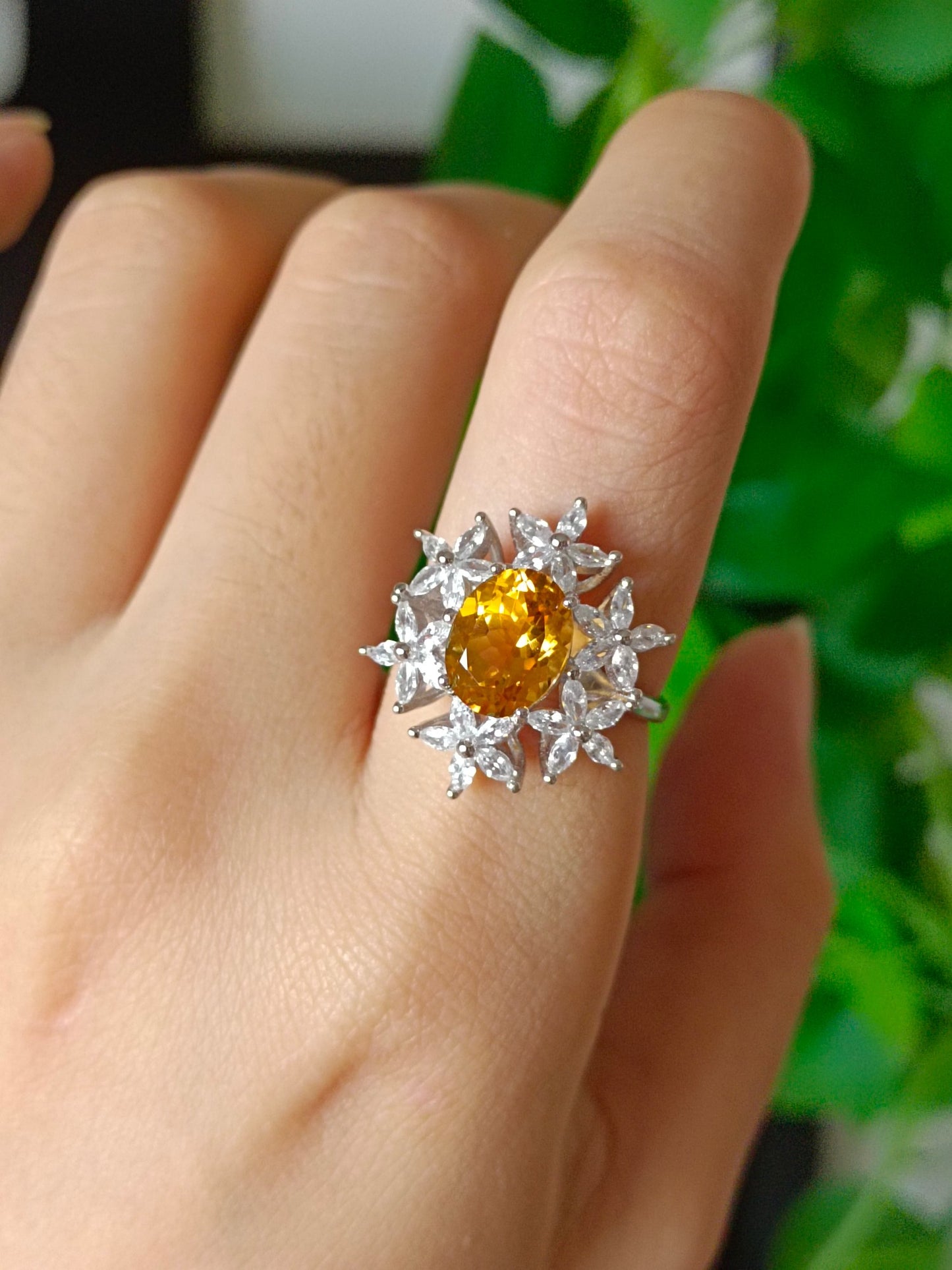 Cincin Citrine Kuning Asli yang Mewah - Barang Kemas Terindah