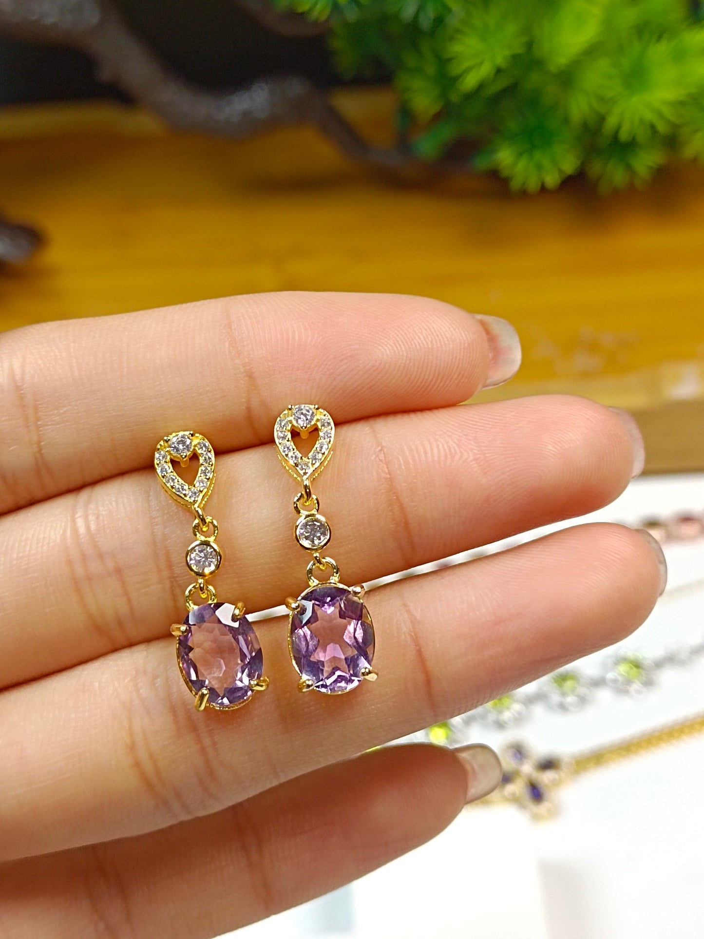 Elegant S925 Silver Embedded Amethyst Earrings - Jewelry for Graceful You