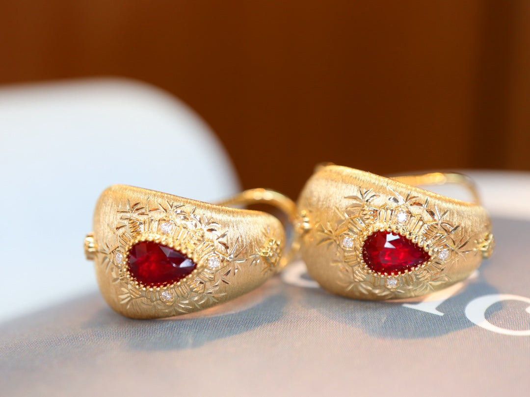 Buccellati-Style Ruby Ear Clips Jewelry: Timeless Elegance