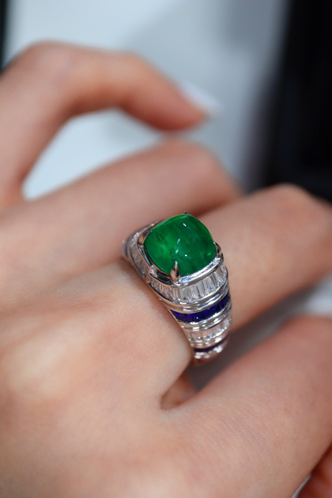 Artdeco Heavy Industry Design Emerald Cut Sugar Tower Ring - Exquisite Jewelry