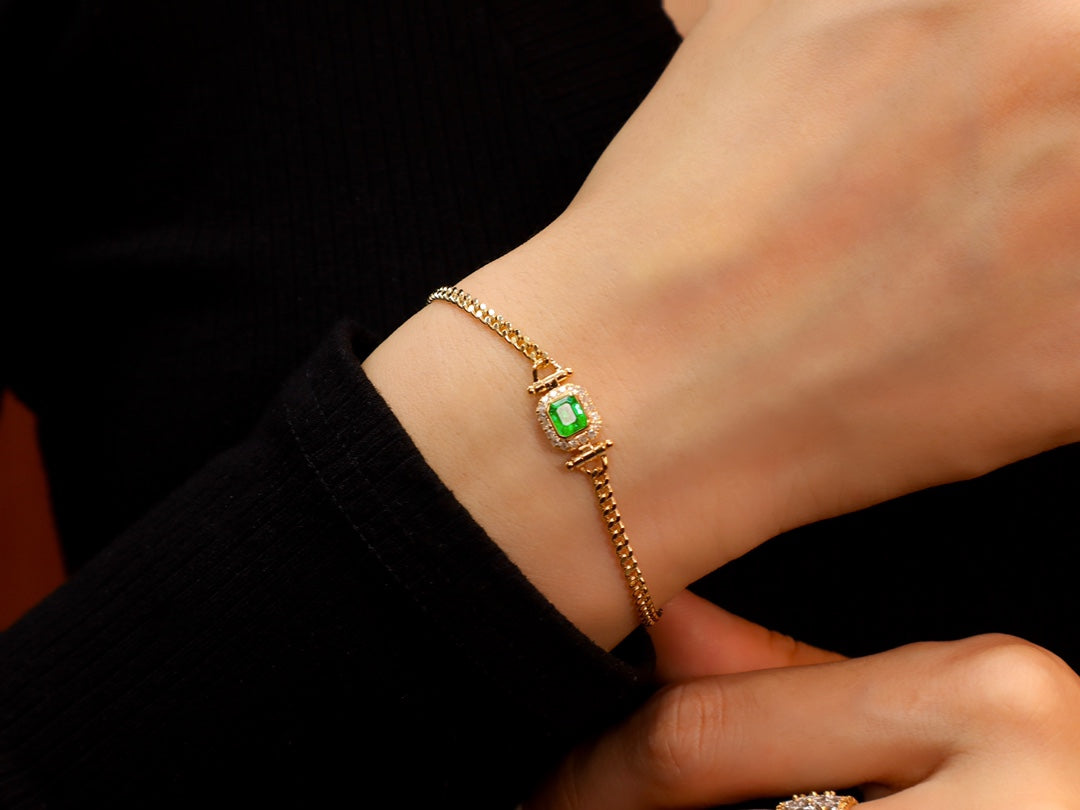 Panjshir Emerald Cuban Bracelet - Exquisite Jewelry Piece