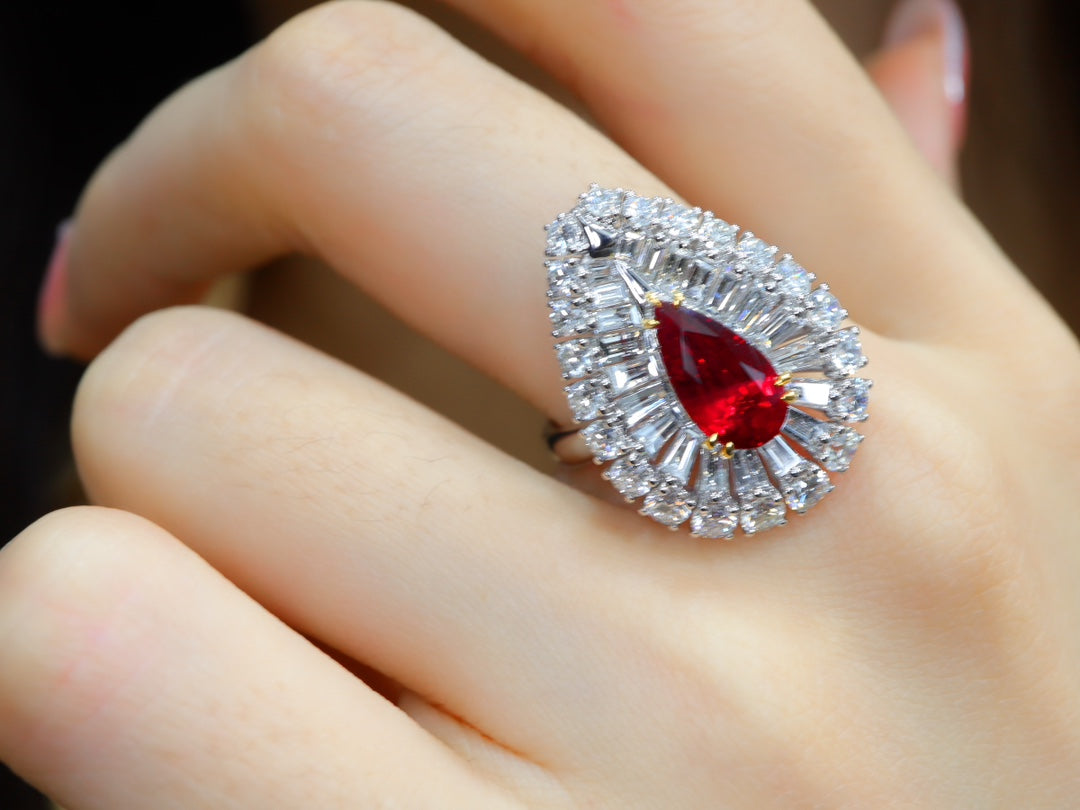 2.11ct Pigeon's Blood Ruby Ring/Hanger - Onverwarmde en levendige rode edelsteen sieraden