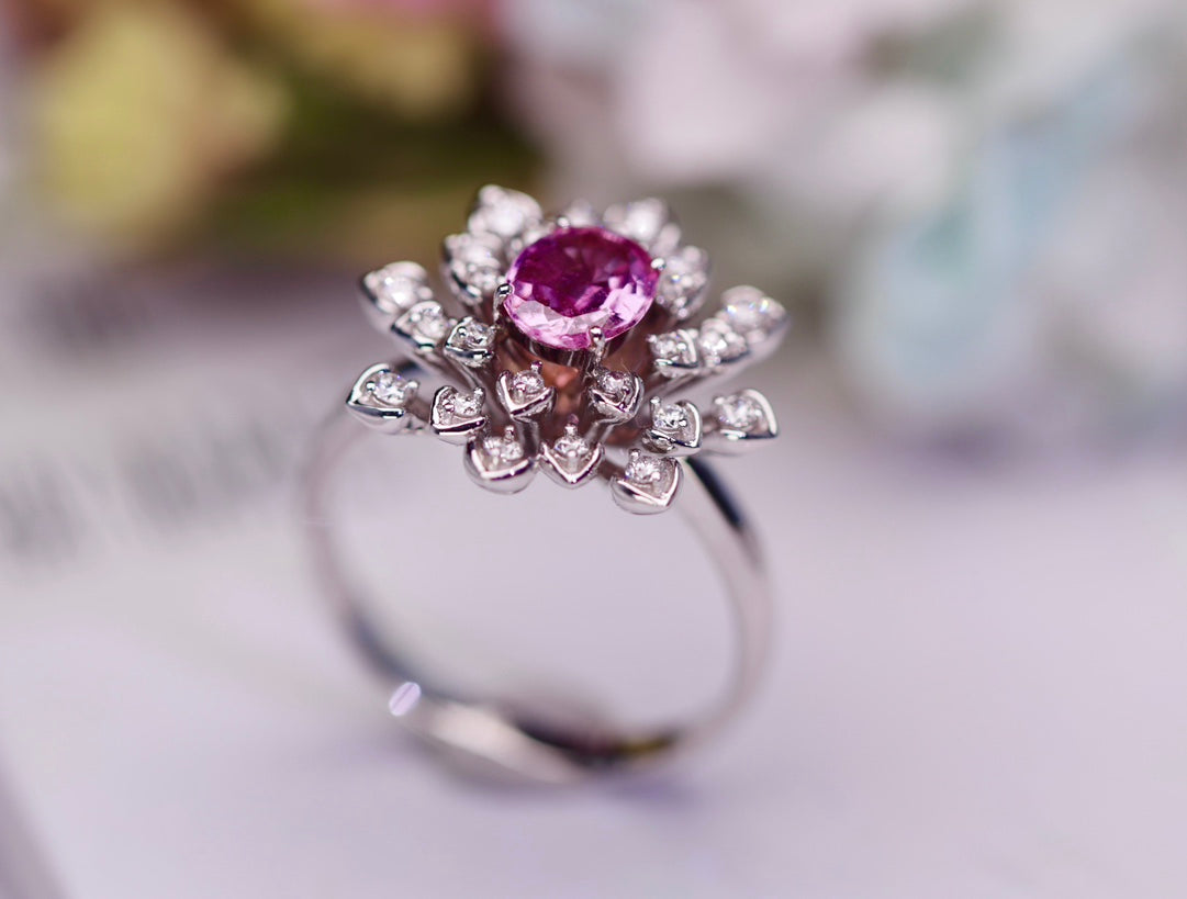 18K Gold Unheated Padparadscha Ring - A Jewelry of Romance and Elegance