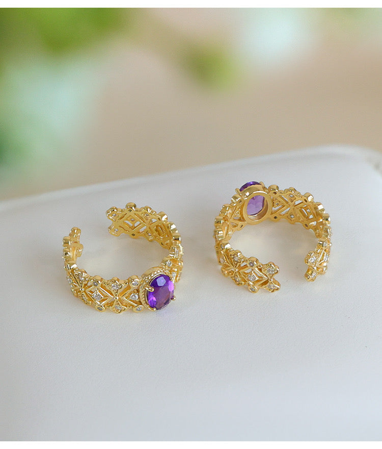 Cincin Perhiasan Amethyst Lace Romantik