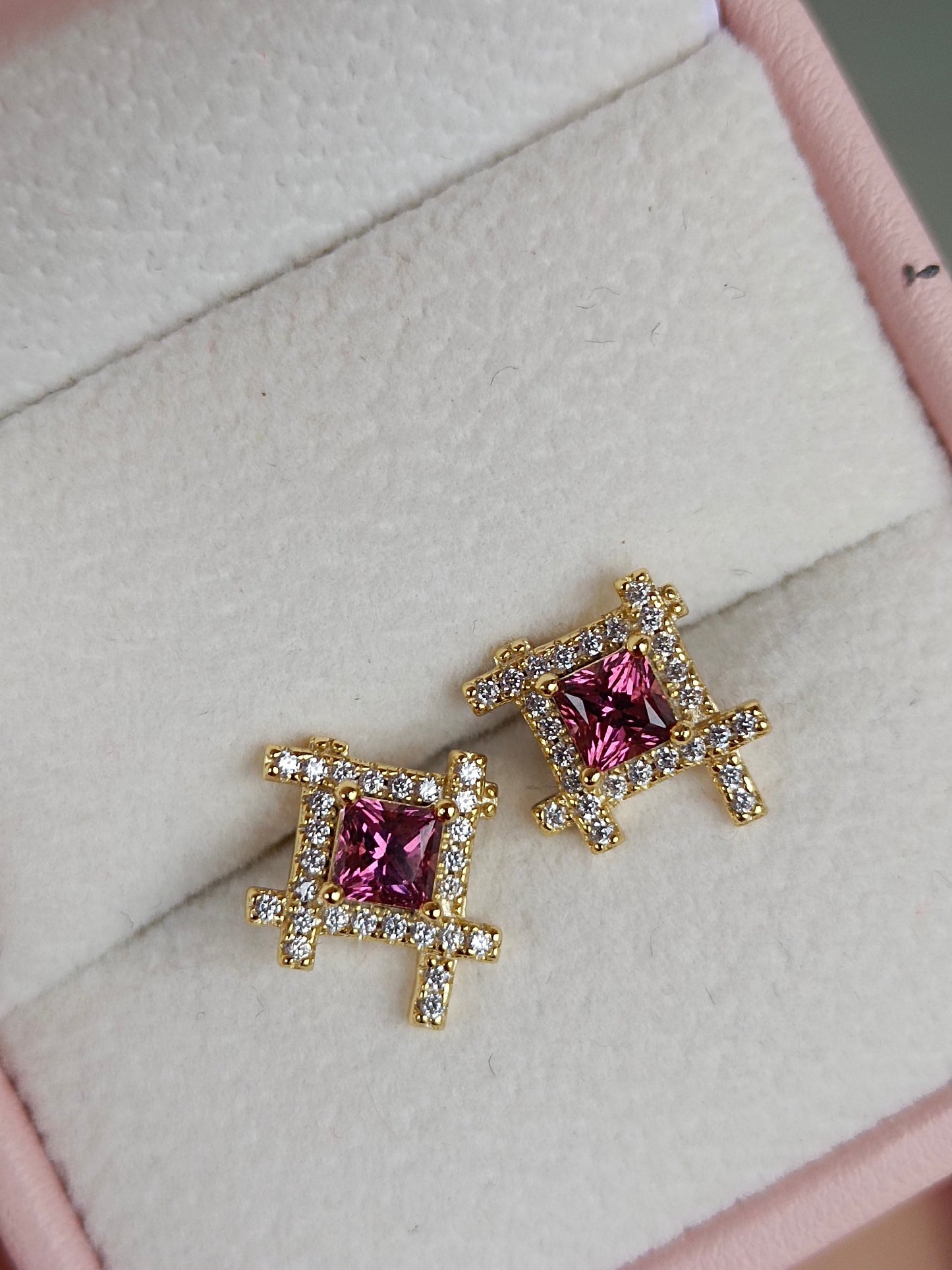 Princess Cut Natural Purple Garnet Jewelry Earrings