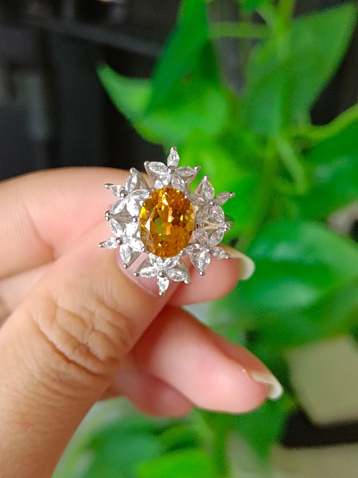 Cincin Citrine Kuning Asli yang Mewah - Barang Kemas Terindah