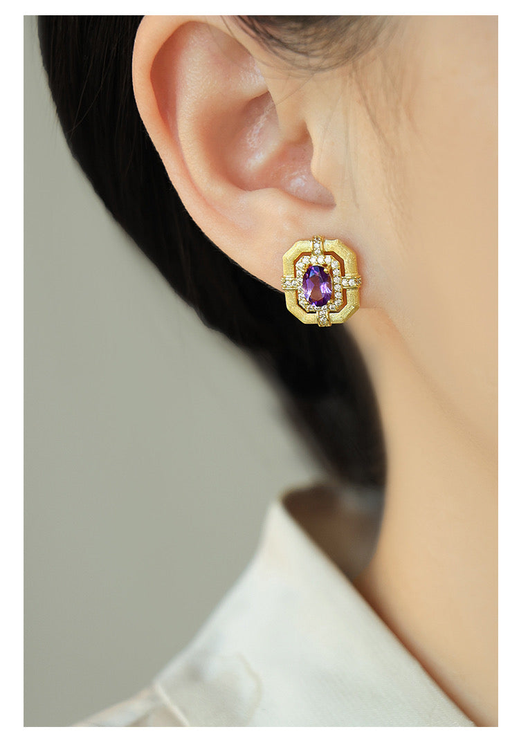 Luxurious Natural Amethyst Earrings - Jewelry for Elegance and Grace