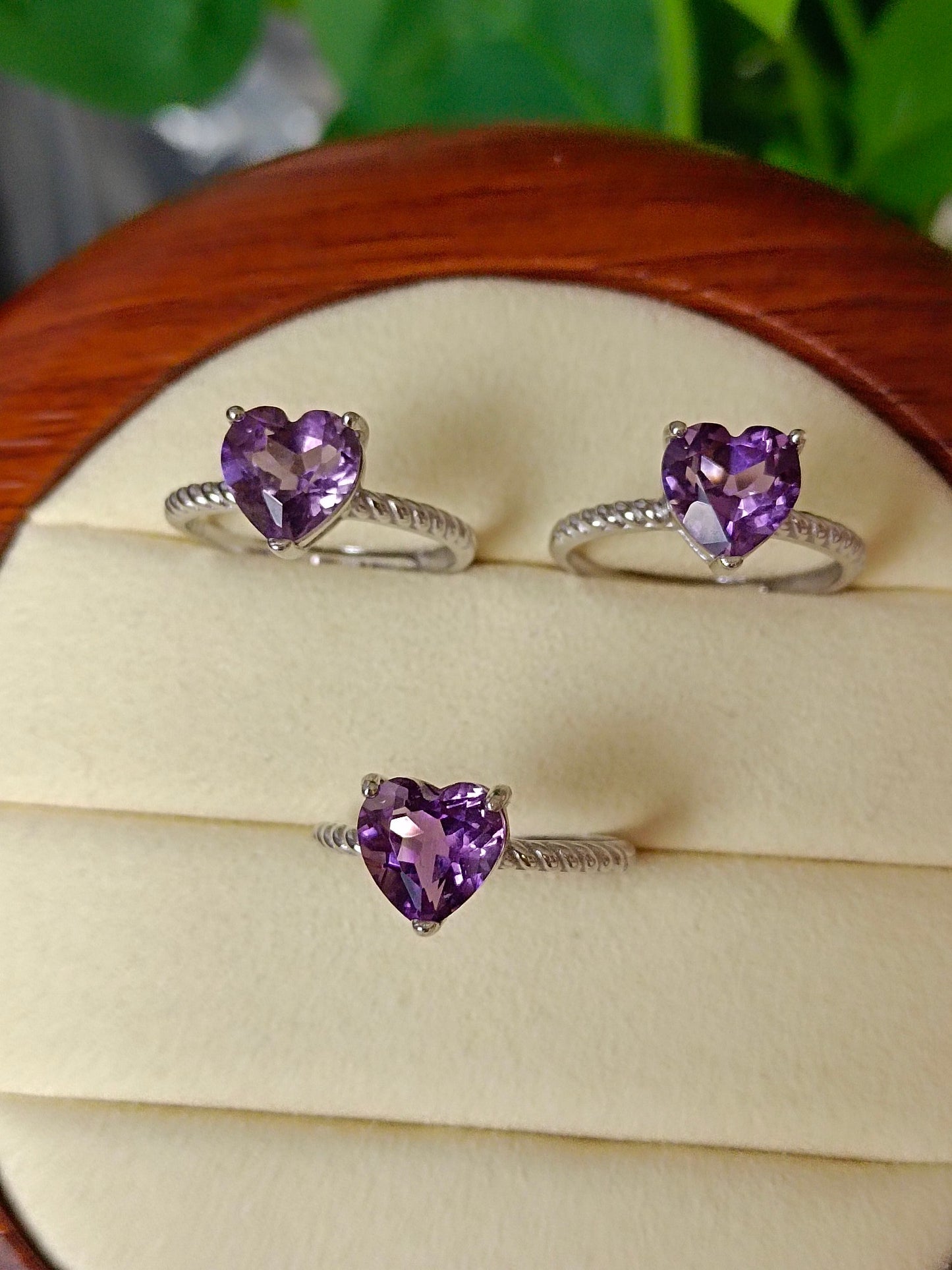 Mystic Purple Heart Ring - Natural Amethyst Jewelry