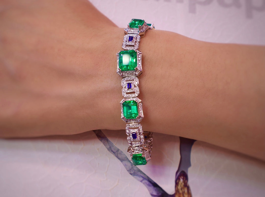 Emerald and Sapphire Diamond Bracelet - Timeless Elegance in Jewelry