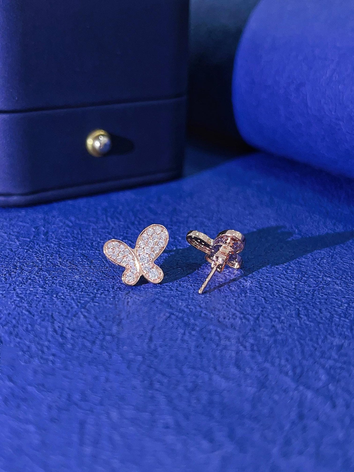 9K Cultured Diamond Irregular Butterfly Earrings