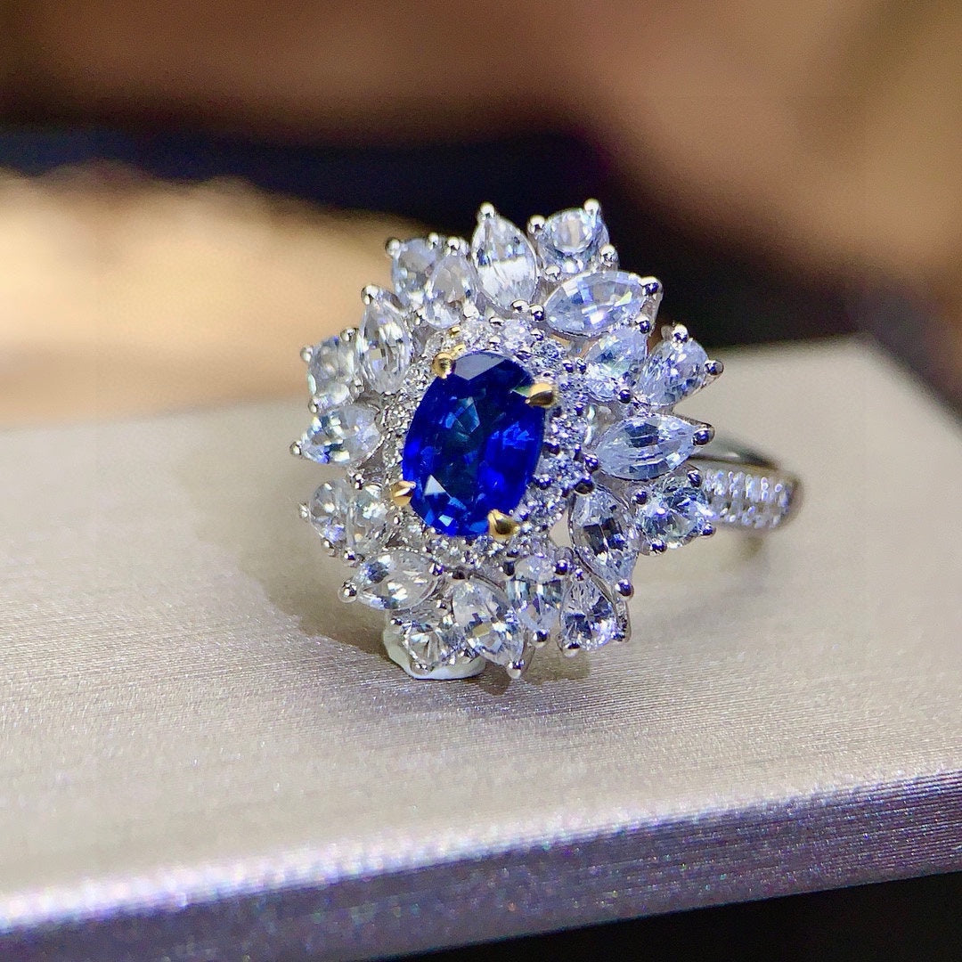 Luxury Sapphire Ring with Diamond Accents - High-End Jewelry