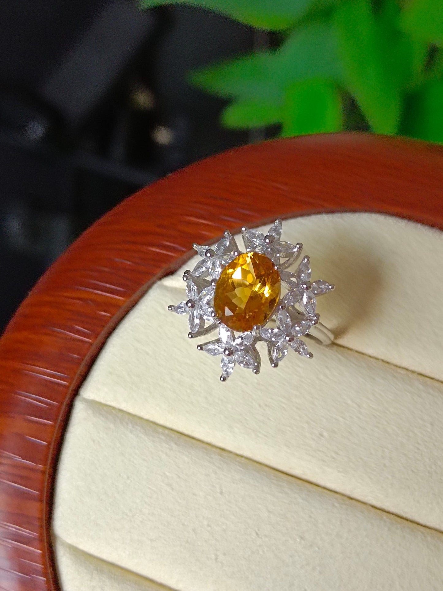 Cincin Citrine Kuning Asli yang Mewah - Barang Kemas Terindah