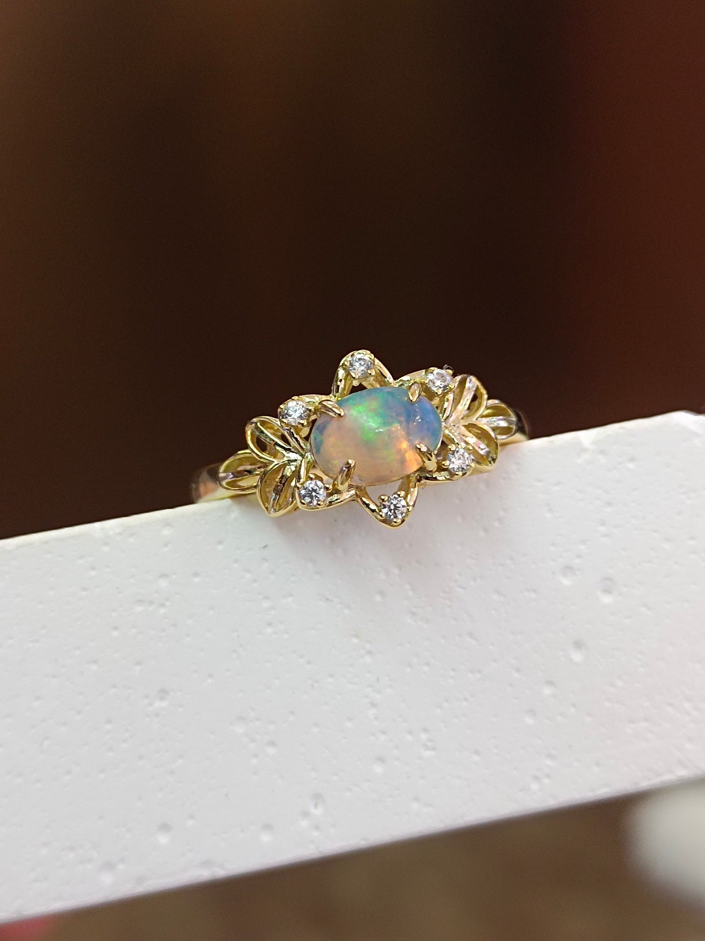 Cincin Opal Perak S925 Sterling - Barang Kemas Galactic yang Menawan