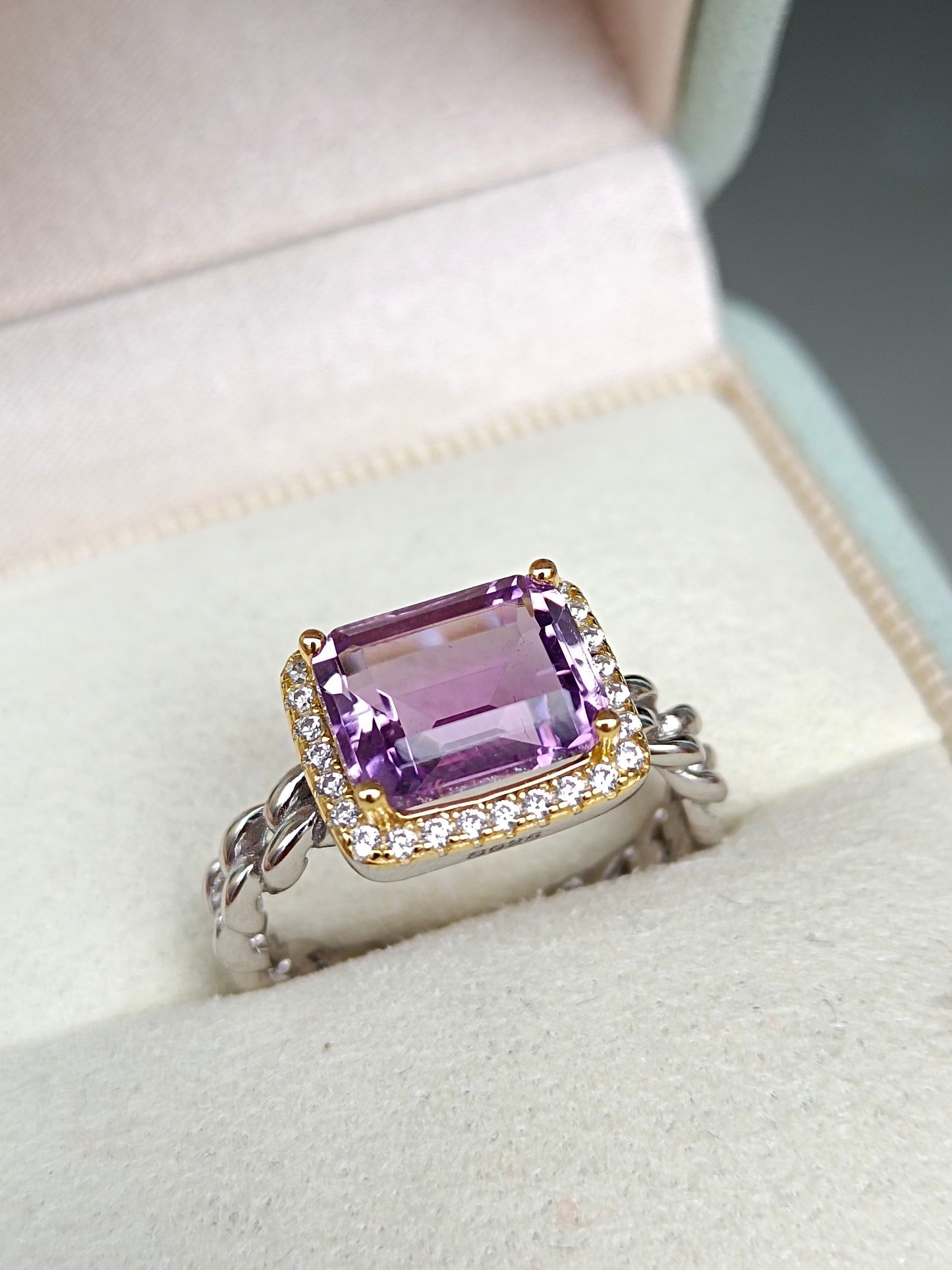 Cincin Kiub Amethyst Ungu Asli Berseri - Barang Kemas Anggun