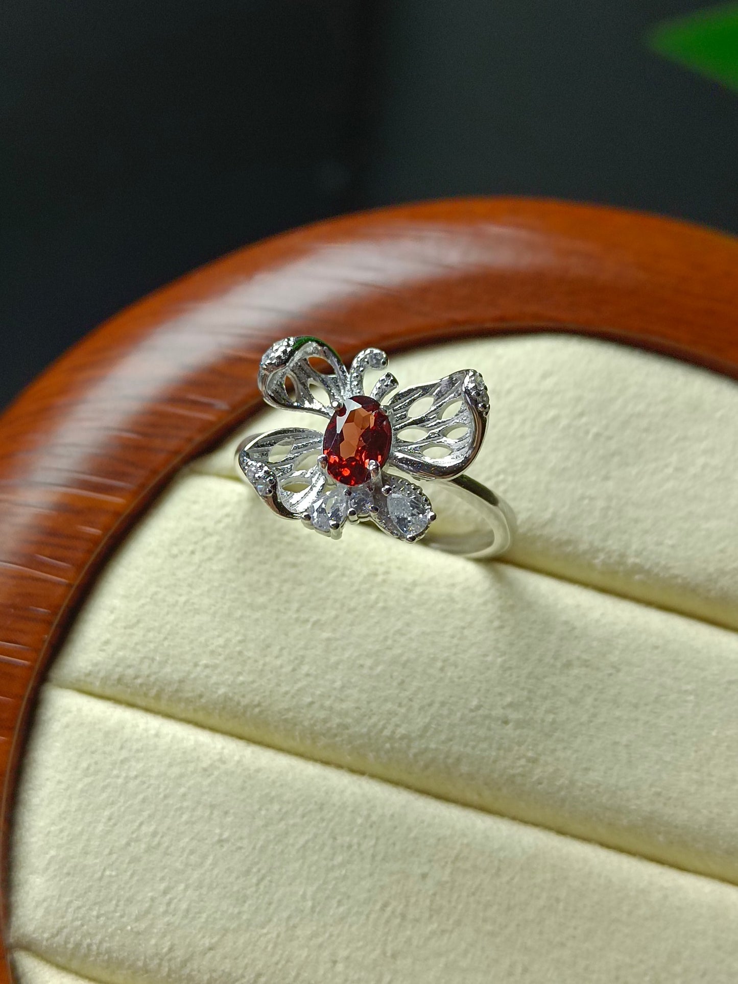 Natural Garnet Butterfly Ring - Exquisite Jewelry for Elegant You