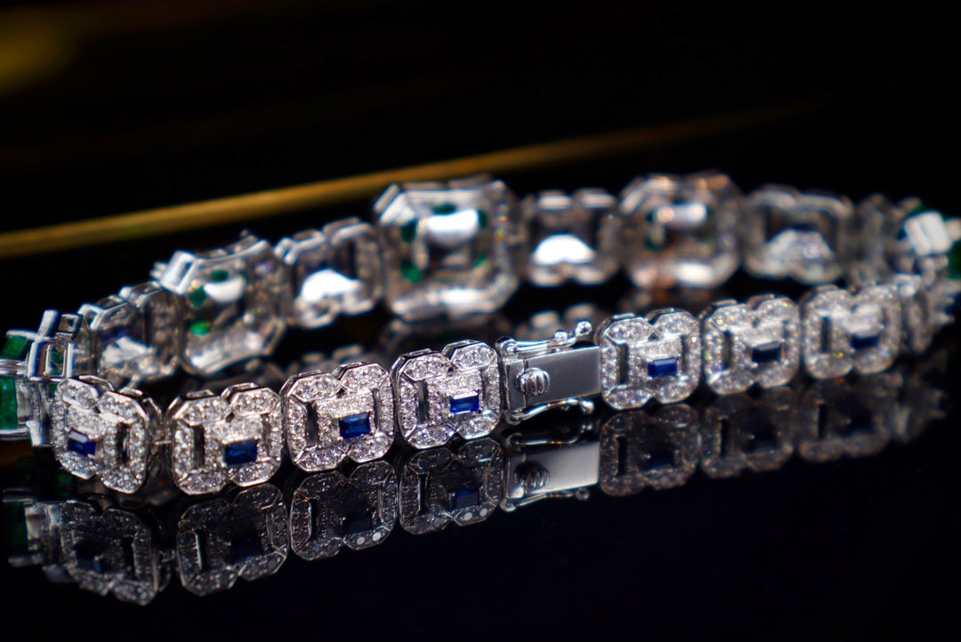 Emerald and Sapphire Diamond Bracelet - Timeless Elegance in Jewelry