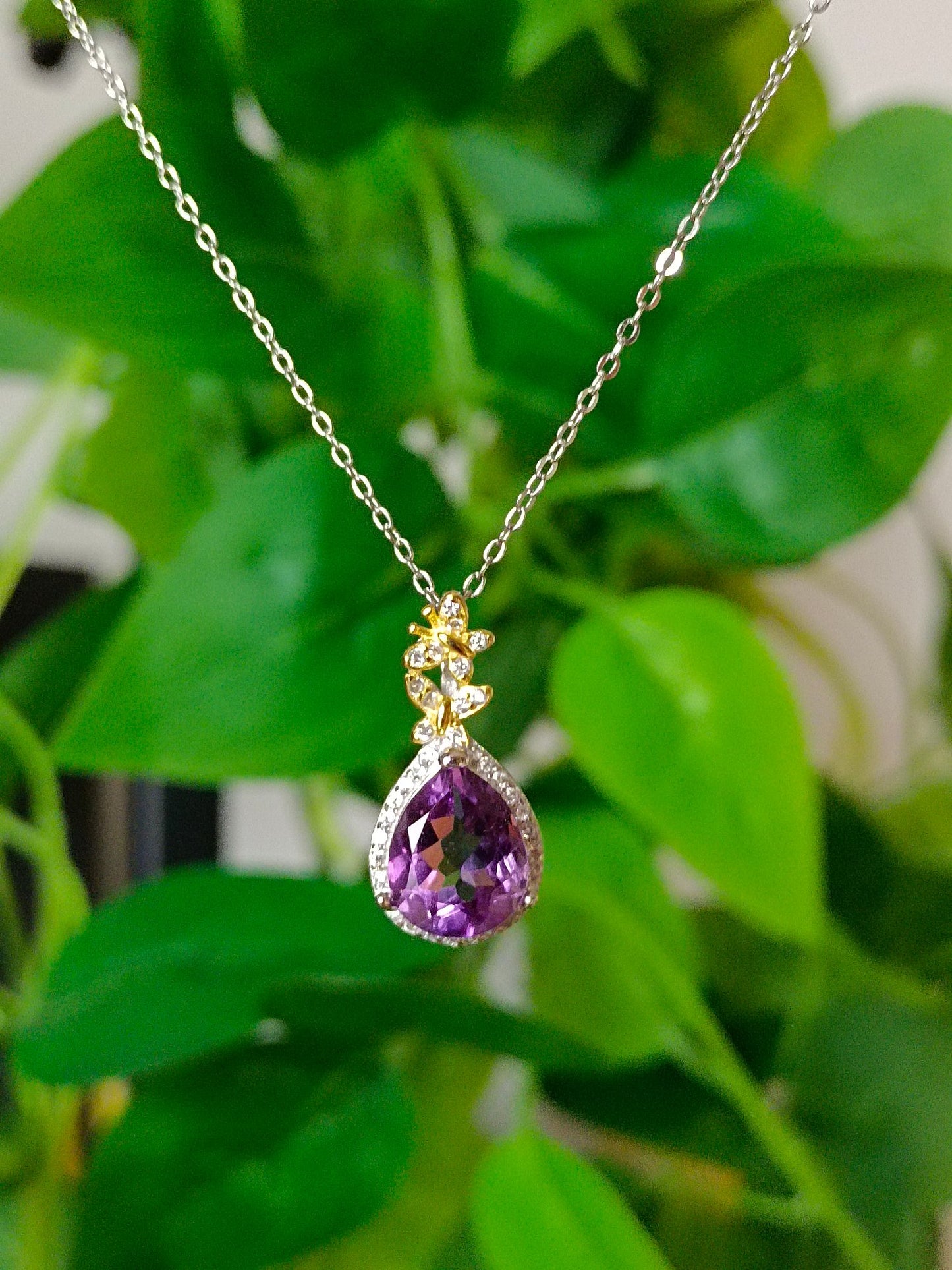 Natural Amethyst Drop Pendant - Elegant Jewelry for Graceful You