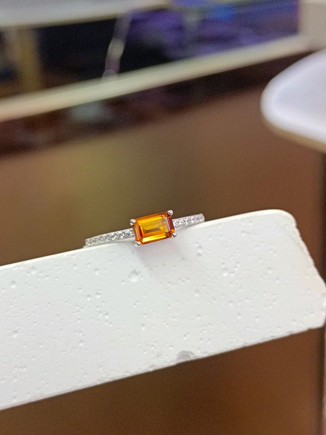 Exquisite Natural Top-Grade Amber Yellow Crystal Ring - Premium Jewelry