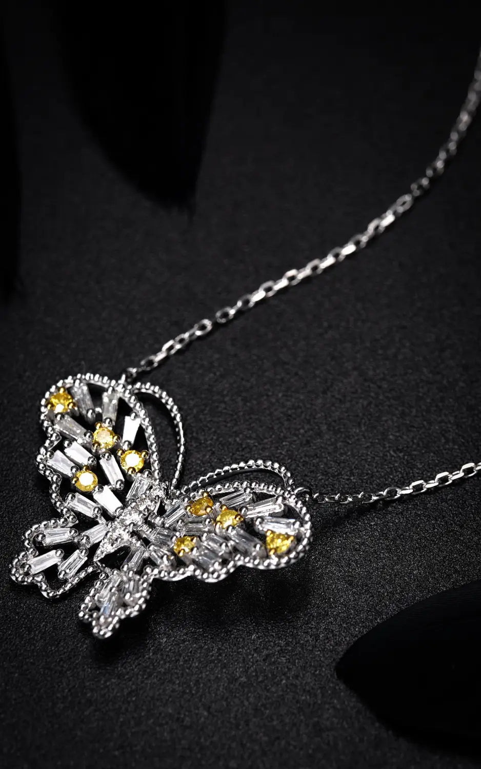 Elegant Yellow Diamond Butterfly Pendant: A Delicate Gemstone Masterpiece