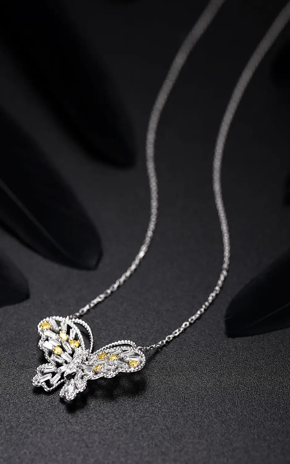 Elegant Yellow Diamond Butterfly Pendant: A Delicate Gemstone Masterpiece