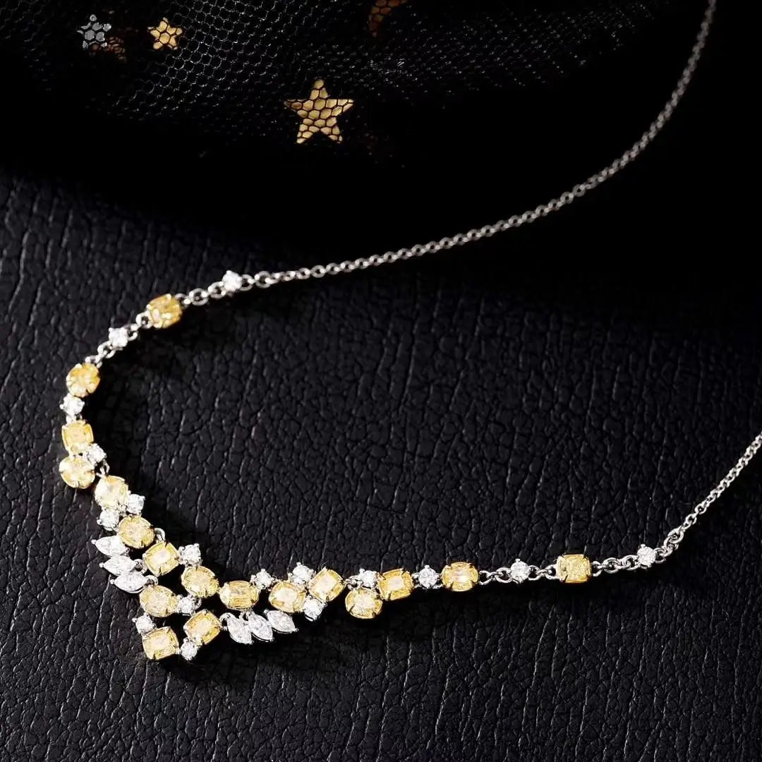 ’Exquisite Yellow Diamond Half Halo Necklace: Unveiling Elegance and Value’