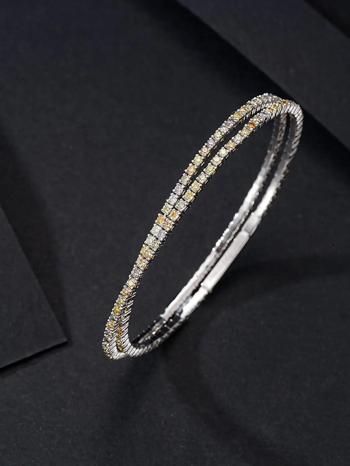 Elegant Spring Diamond Colorful Double Hoop Bracelet: A Gemstone Masterpiece