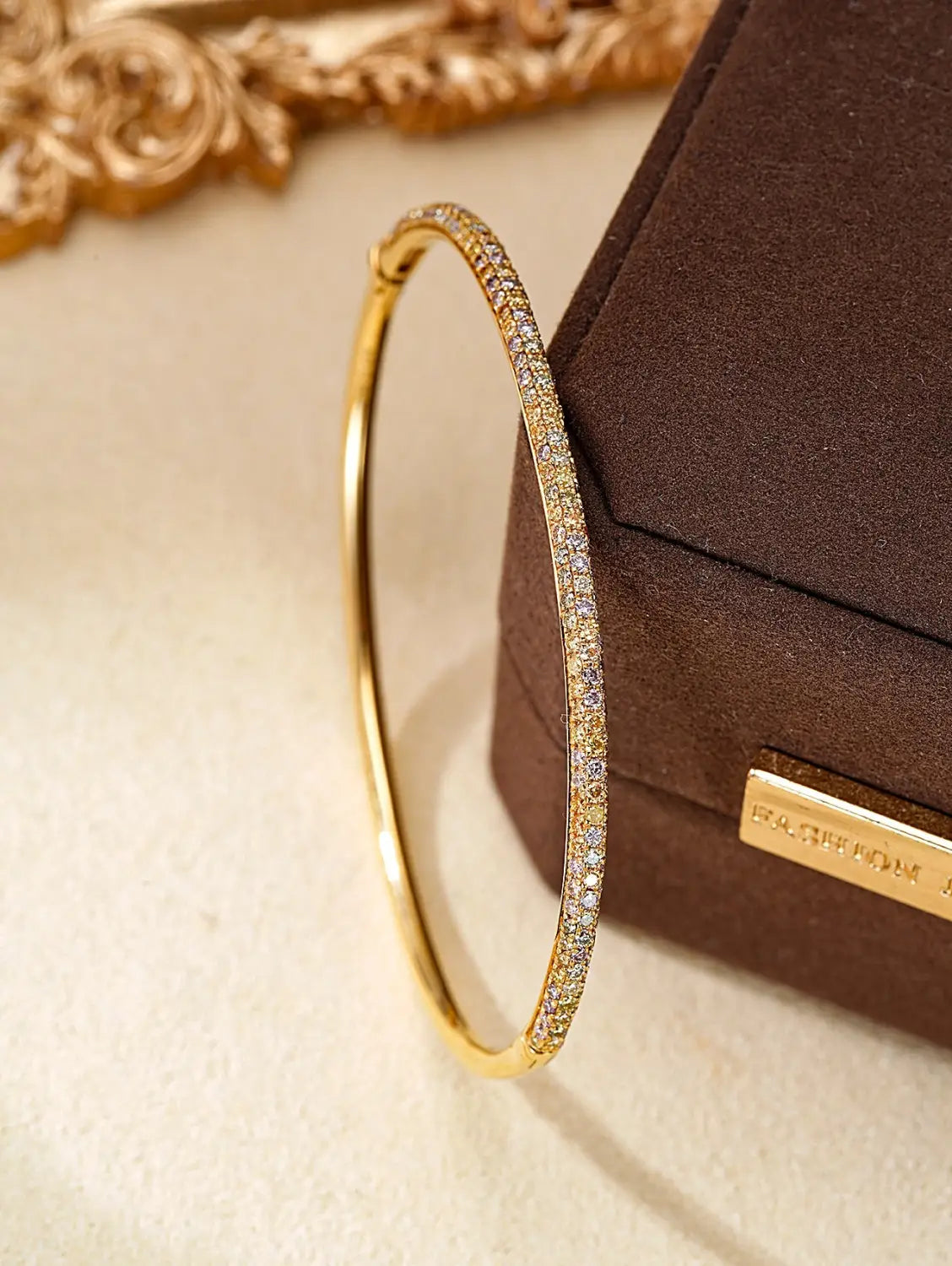 Elegant Half-Hoop Diamond Bracelet with Colorful Gems