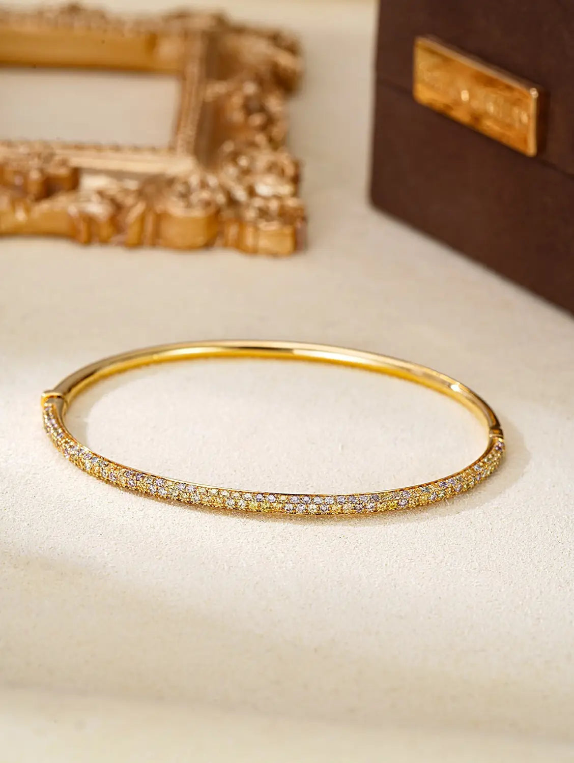 Elegant Half-Hoop Diamond Bracelet with Colorful Gems