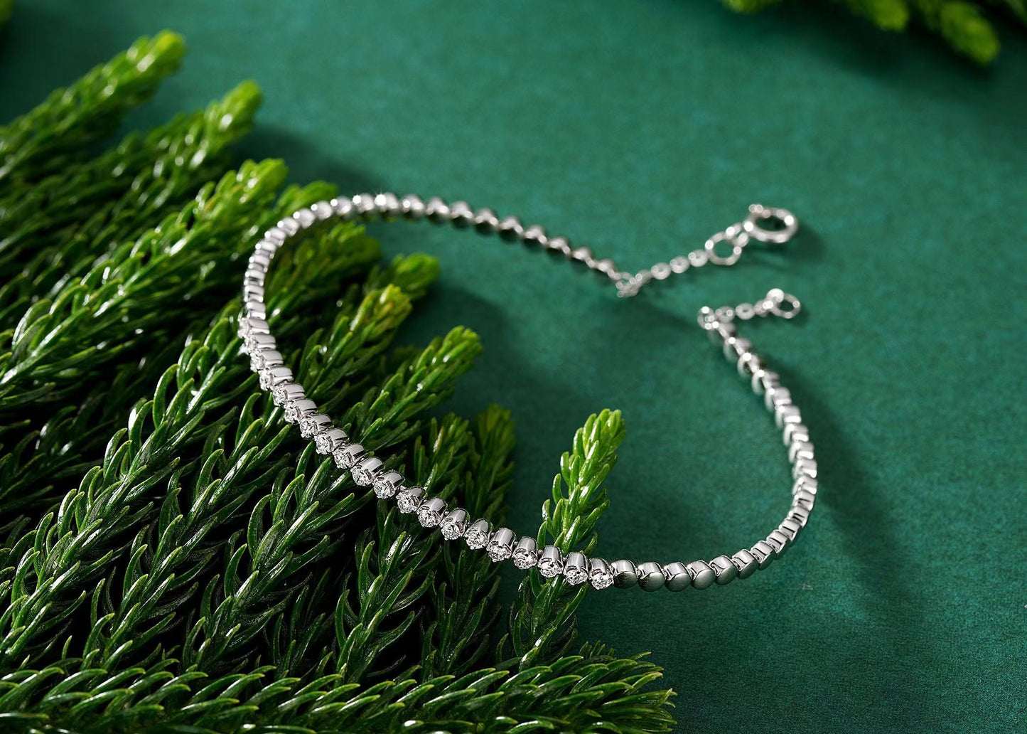 Adjustable Spring Circle Diamond Bracelet - Unique Jewelry Piece - White Diamond Bracelet