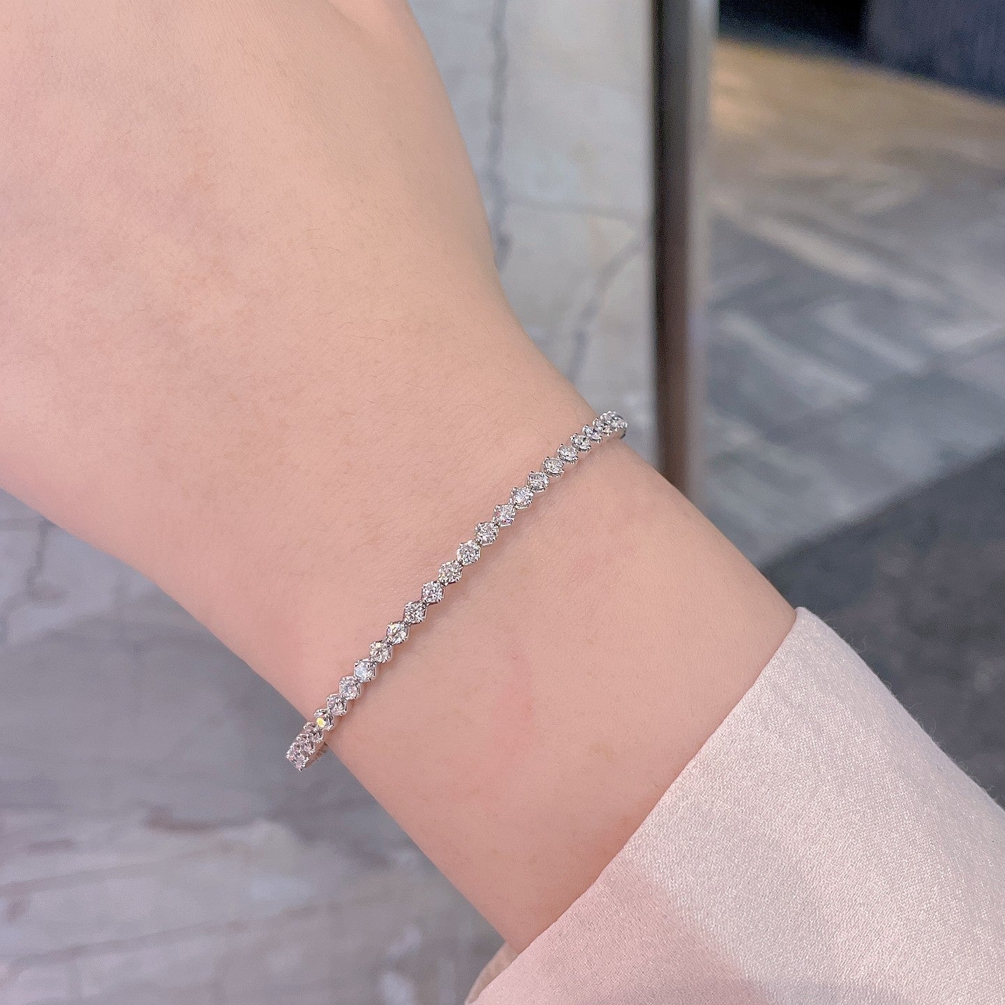 Beehive Clasp Bracelet - Premium Jewelry Piece - White Diamond Bracelet