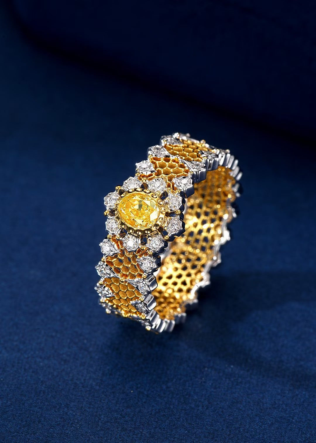 Beehive Ring - Enchanting Jewelry Piece - Yellow Diamond Ring