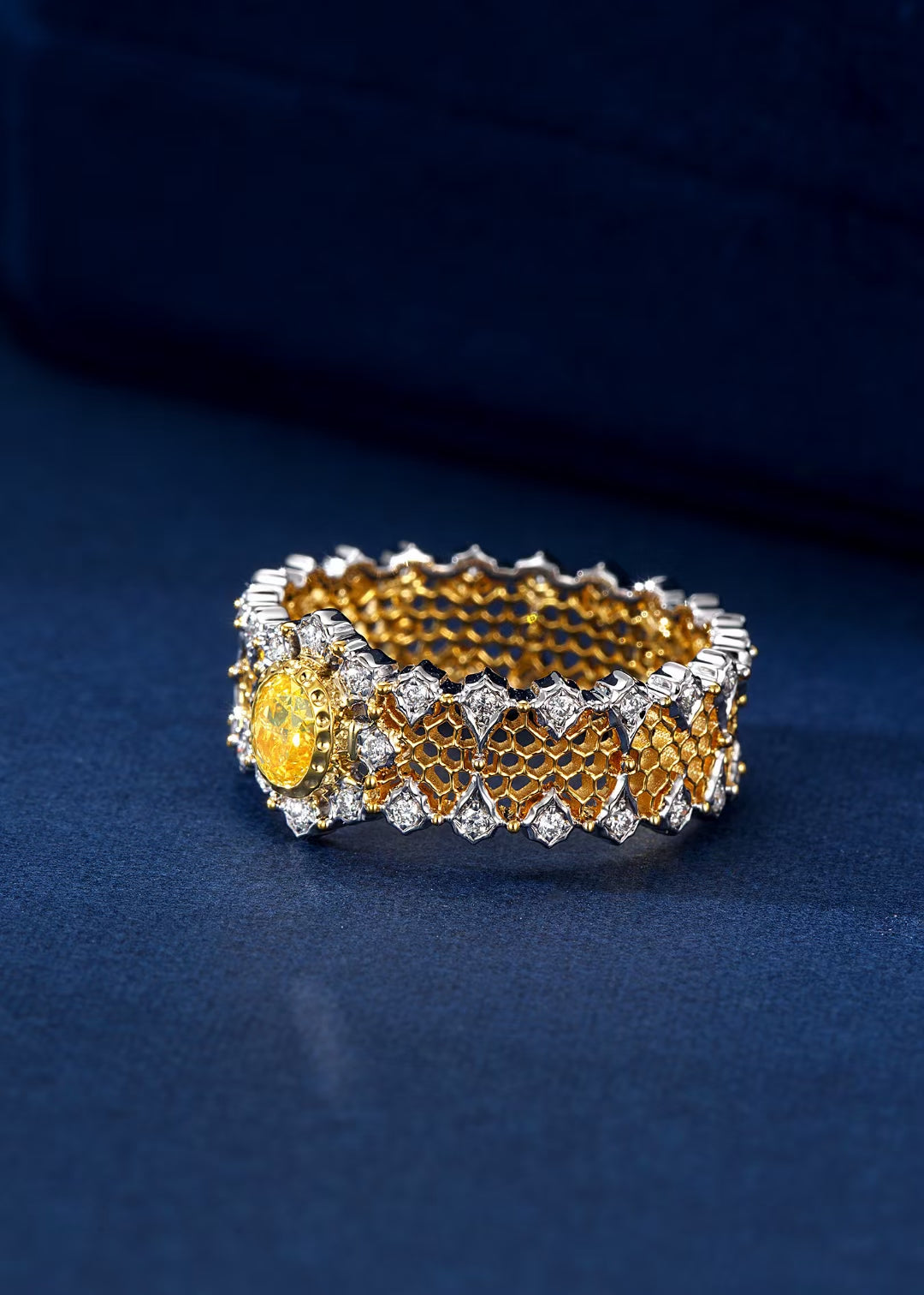 Beehive Ring - Enchanting Jewelry Piece - Yellow Diamond Ring