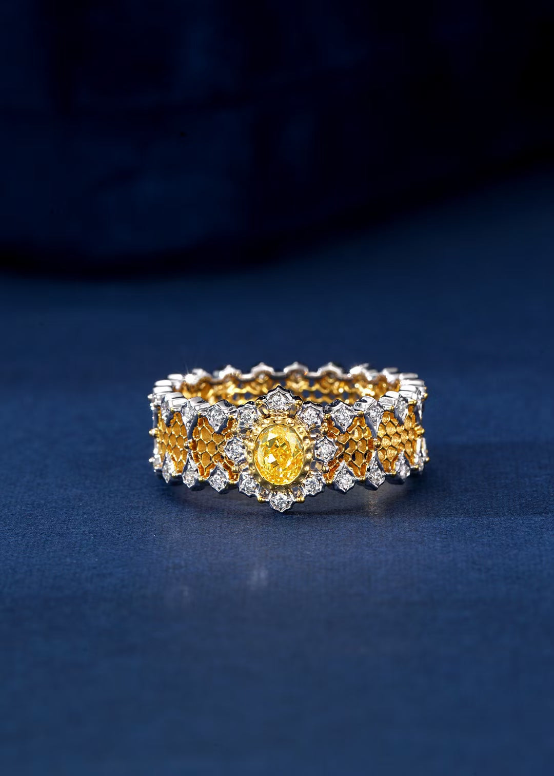 Beehive Ring - Enchanting Jewelry Piece - Yellow Diamond Ring