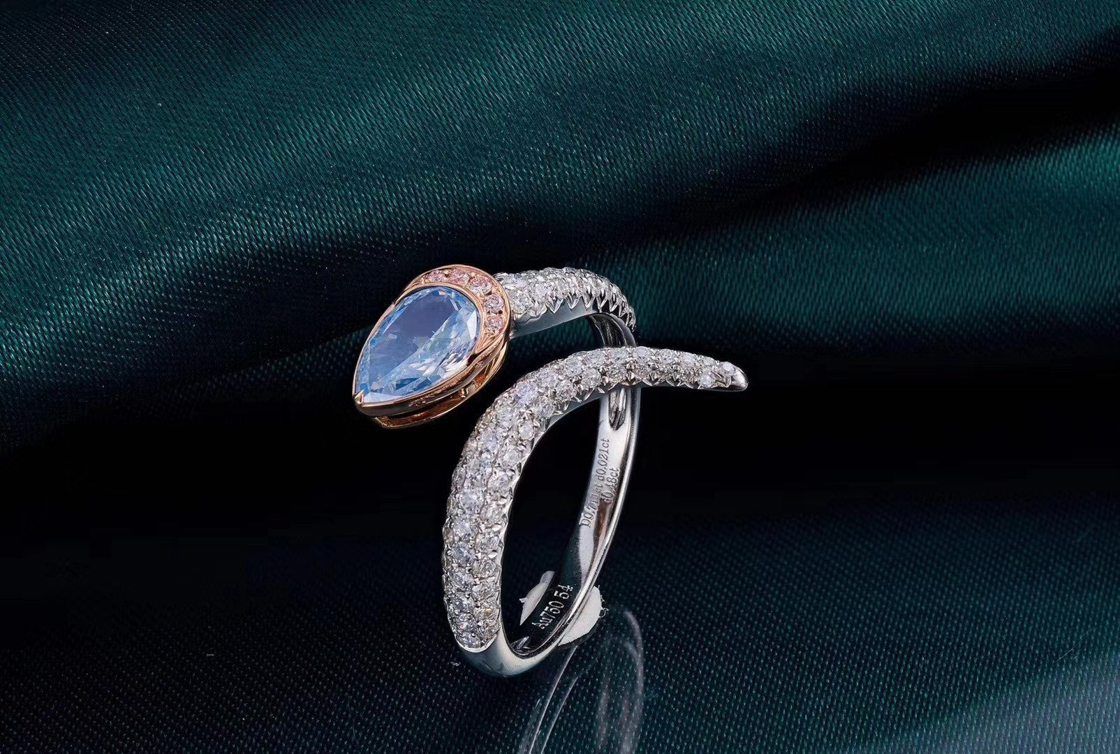 Blue Diamond Snake Ring - Unique Jewelry Piece - Blue Diamond Ring